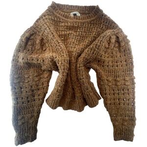 Universal Thread Women's‎  Sweater M Brown Crew Neck Knit Open Weave Pullover